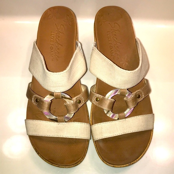 ❌SOLD❌ Skechers Luxe Foam Women’s Cali Sail Away Wedge Sandals - Picture 2 of 7